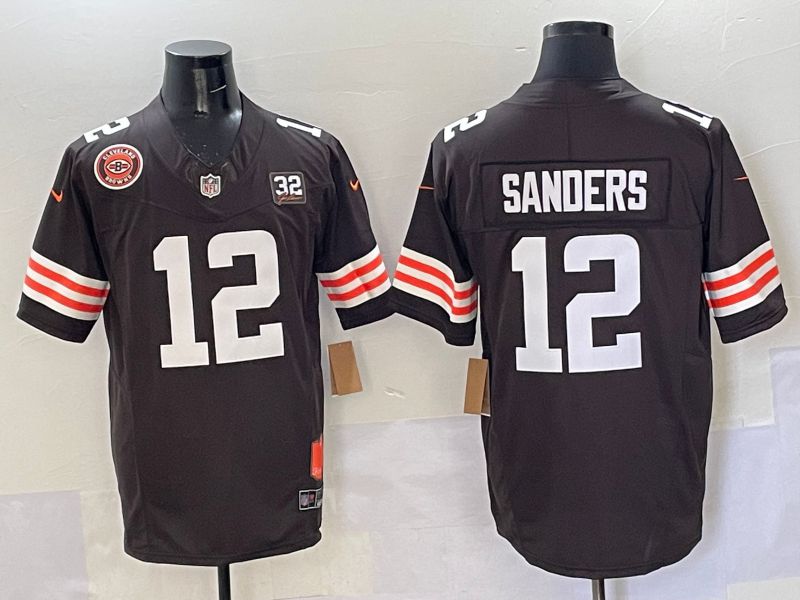 Men Cleveland Browns #12 Sanders Brown Throwback Three generations Nike Limited 2025 NFL Jersey style 3